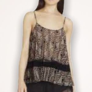 BCBGENERATION Aztec Print Boxy Fit Lace Tank